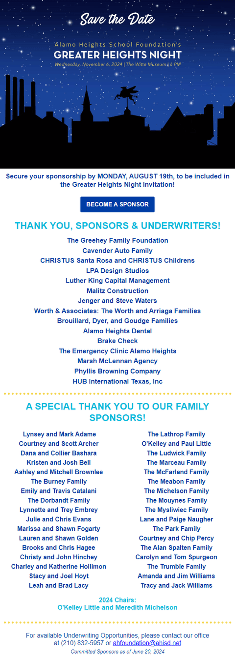 Become a Greater Heights Night sponsor!