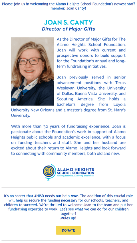 Welcome Joan Canty!