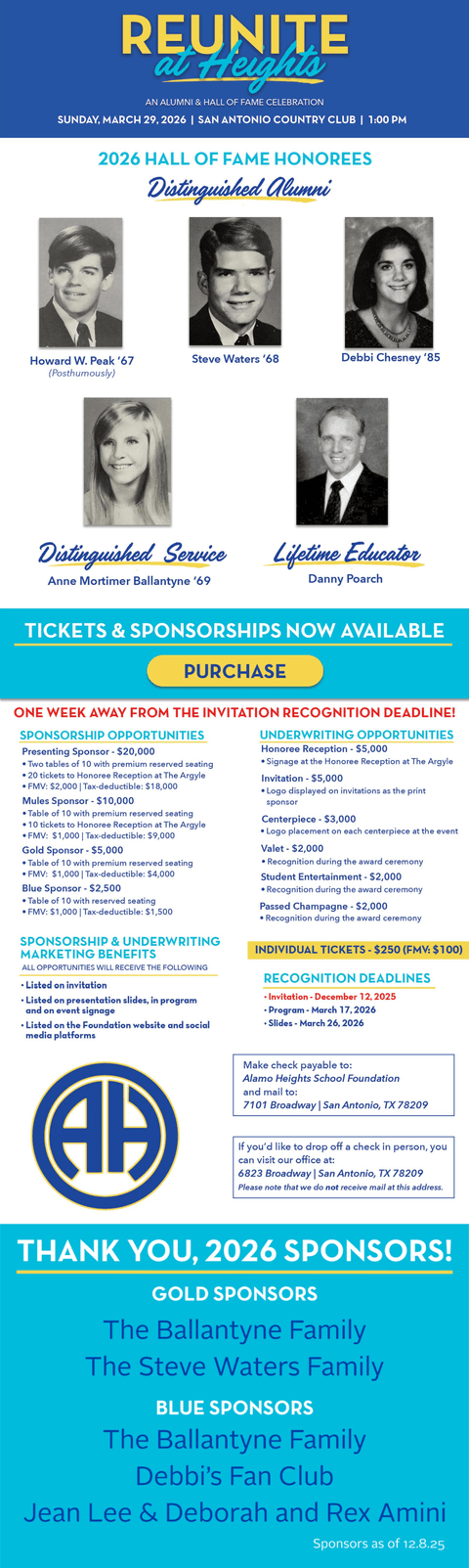 Last Call: Reunite at Heights Invitation Recognition Deadline