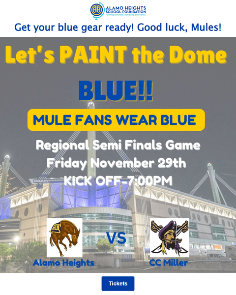 Paint the dome blue! Good luck, Mules!